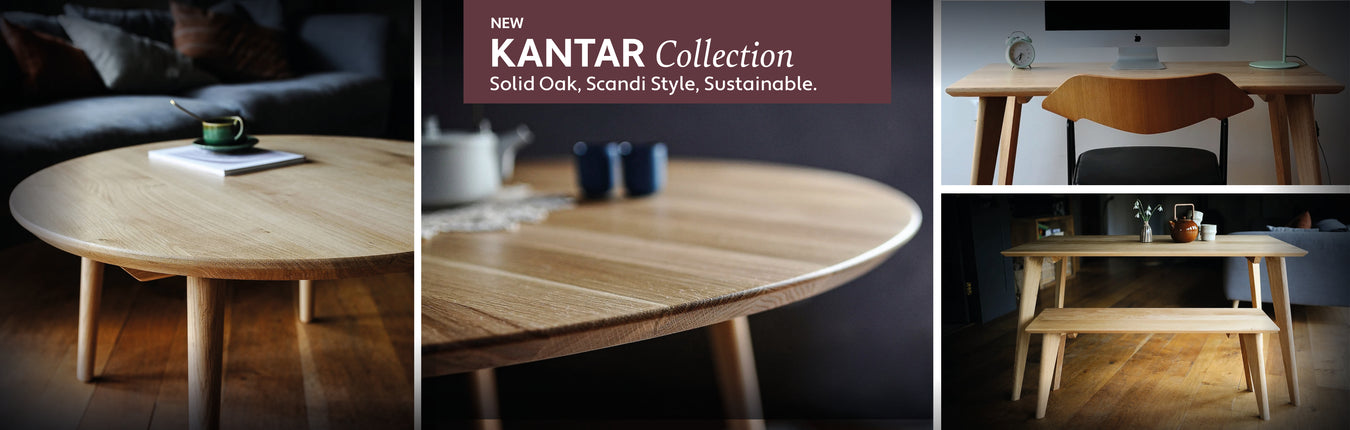 KANTAR collection: Solid Oak Wood Tables, Scandi Style