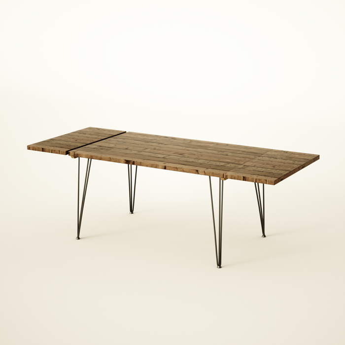 Extendable Dining Table, Scaffold top, Retro Hairpin / RECLAIMED Collection