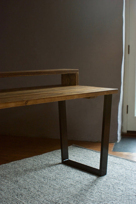 Desk with Monitor Stand, Reclaimed Wood on Industrial V-Frame Legs / INDUSTRIAL Collection