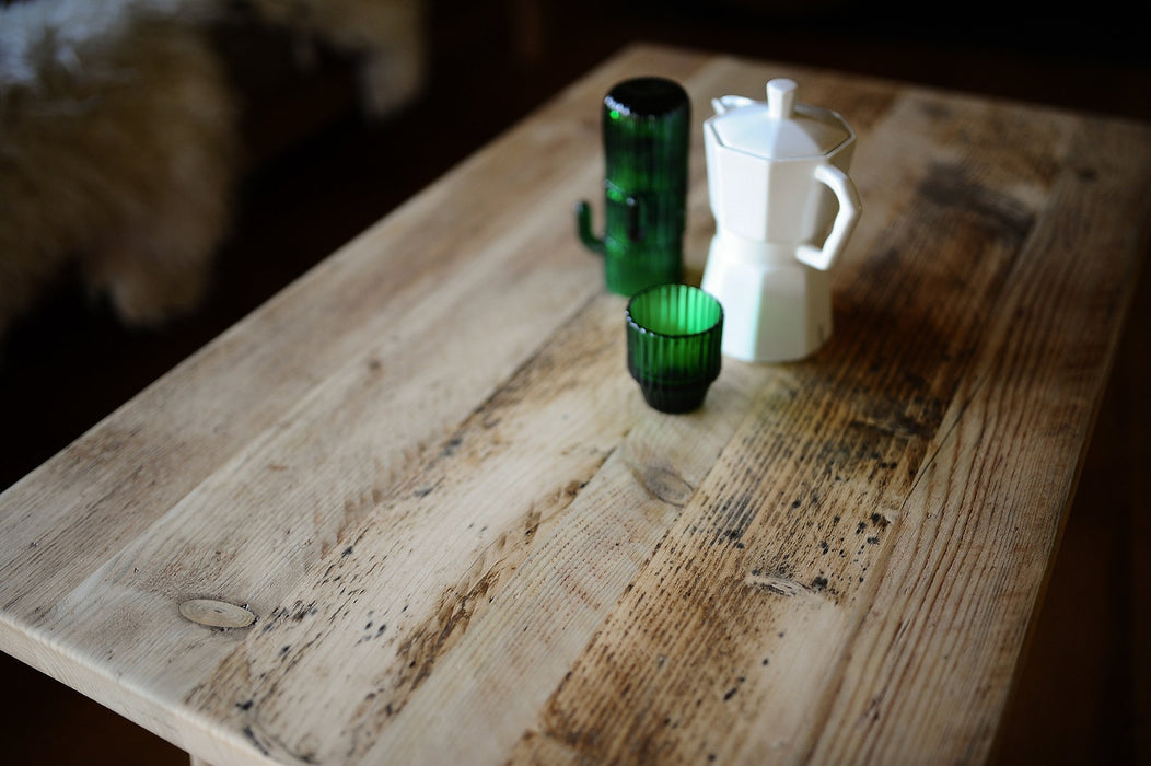 Coffee Table, Sustainable Reclaimed Scaffold Wood on Danish Oak Legs / DANISH RECLAIMED Collection