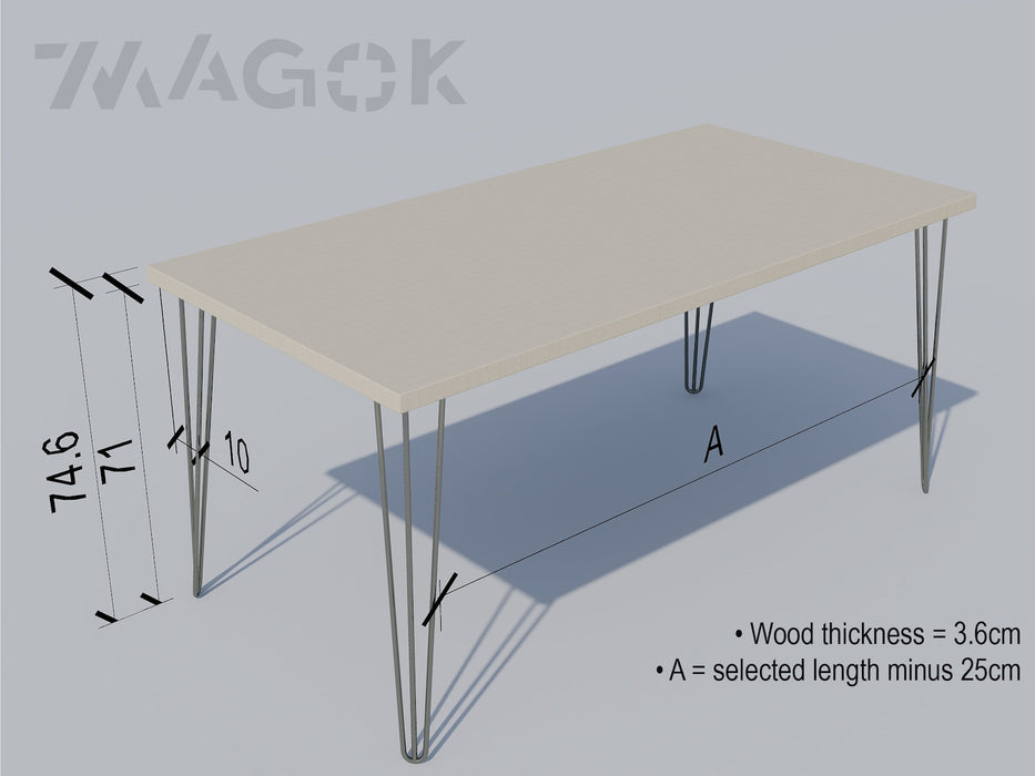 Office Desk, Birch Plywood Top on Hairpin legs / PLY & FORMICA Collection