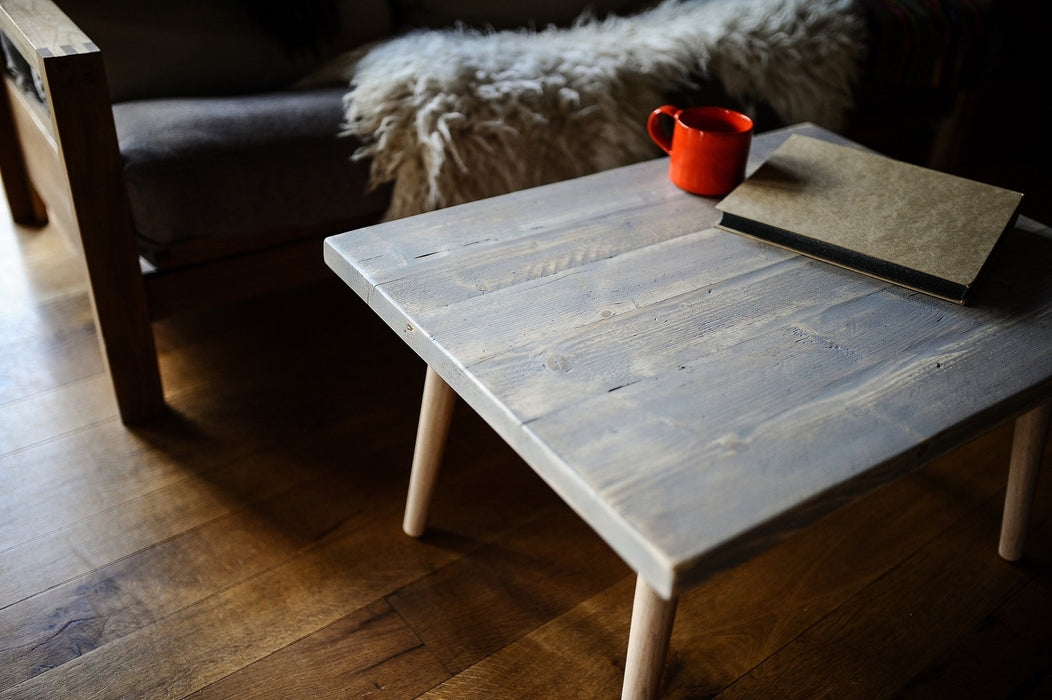 Coffee Table, Sustainable Reclaimed Scaffold Wood on Danish Oak Legs / DANISH RECLAIMED Collection