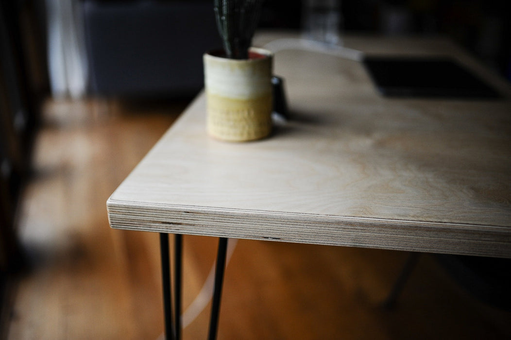 Birch Plywood Dining Table on Steel Legs / PLY & FORMICA Collection