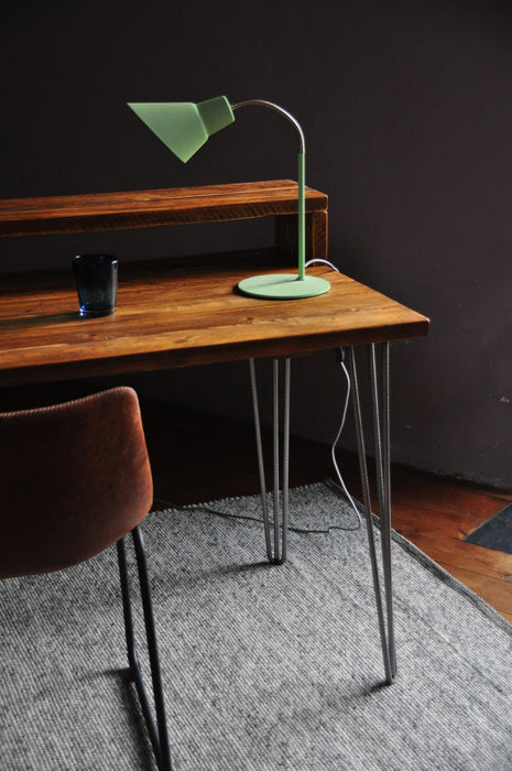 Desk with Monitor Stand, Reclaimed Wood on Hairpin Legs, Customisable  / RECLAIMED Collection