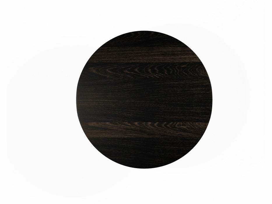 Round Dining Table in Black Oak on Black Steel Danish Legs, 4-6 seater / Earth Collection