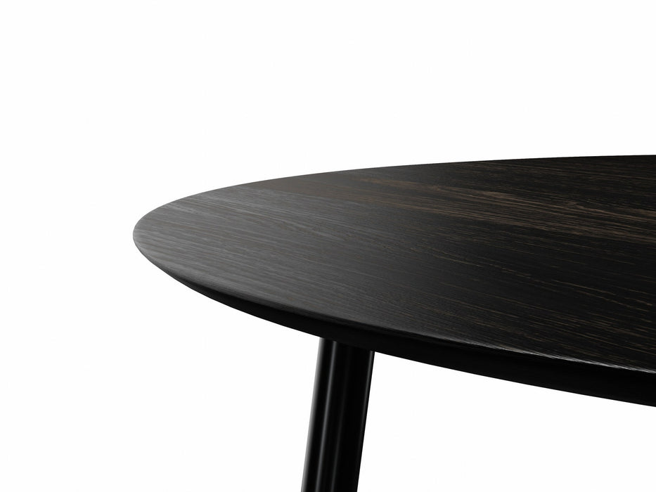 Round Dining Table in Black Oak on Black Steel Danish Legs, 4-6 seater / Earth Collection