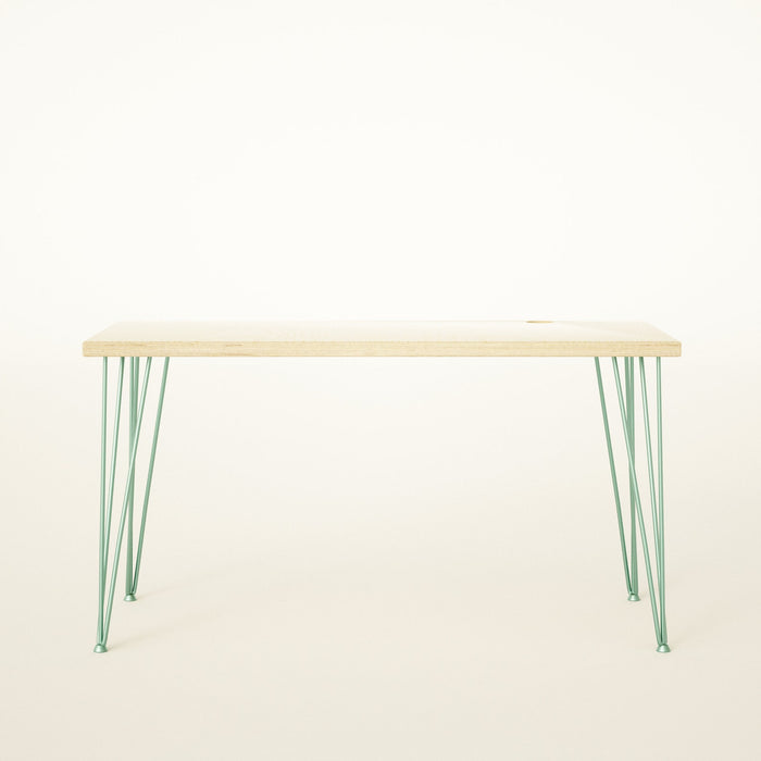 Office Desk, Birch Plywood Top on Hairpin legs / PLY & FORMICA Collection