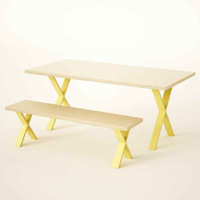 Birch Plywood Dining Set on Steel Legs / PLY & FORMICA Collection