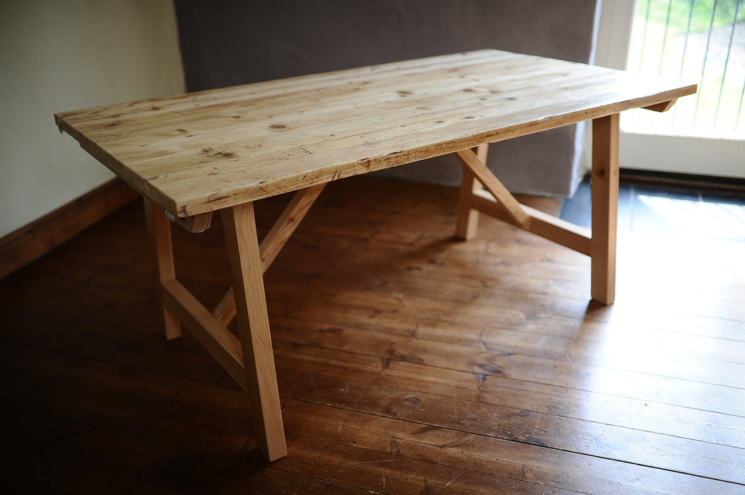 Farmhouse Dining table Extendable solid oak frame / RECLAIMED farmhouse Collection