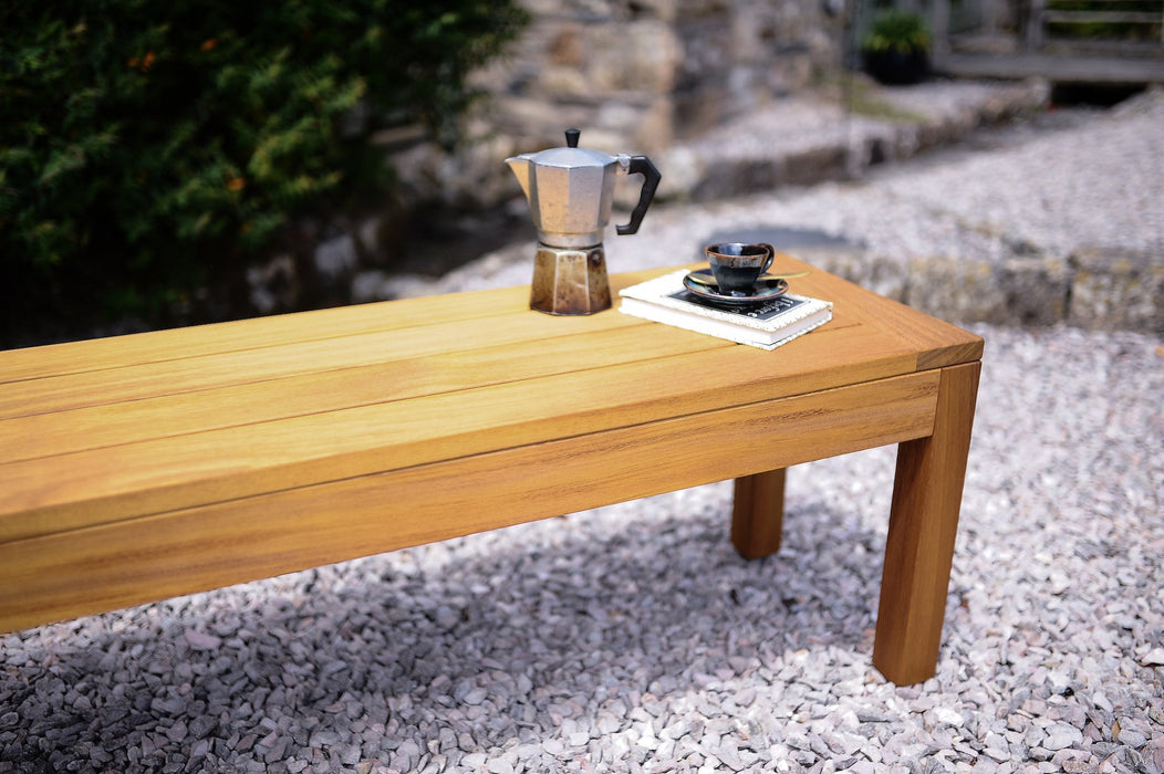 Outdoor Bench, Garden Patio Furniture, Sustainable Solid Iroko Wood / OUTDOOR collection