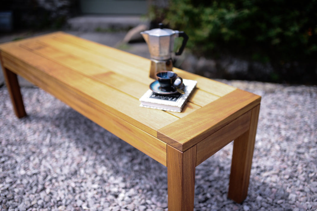 Outdoor Bench, Garden Patio Furniture, Sustainable Solid Iroko Wood / OUTDOOR collection