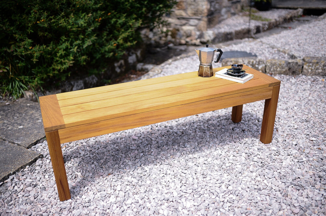 Outdoor Bench, Garden Patio Furniture, Sustainable Solid Iroko Wood / OUTDOOR collection