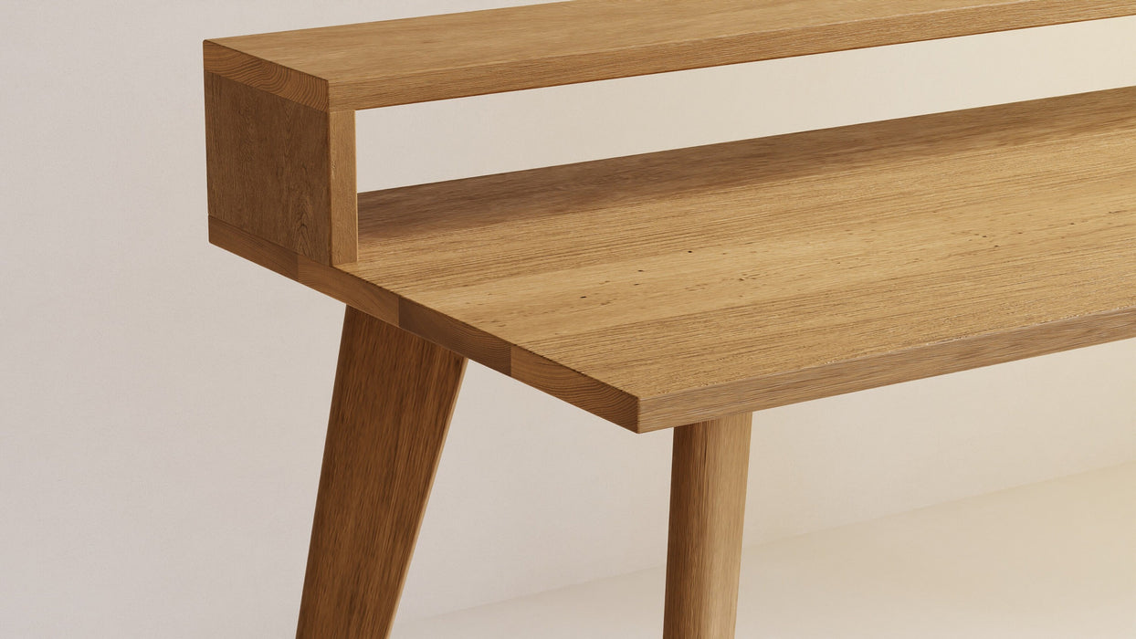 Oak Desk with Monitor Stand, Solid wood, Customisable, WILD OAK collection