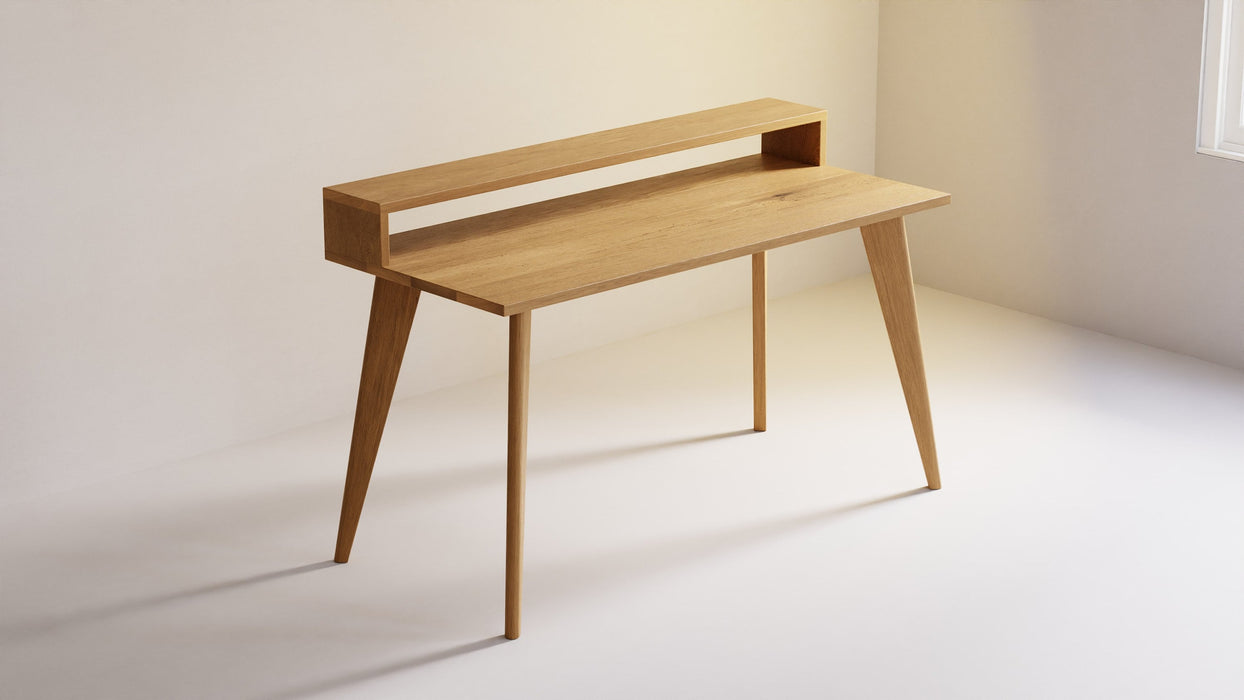 Oak Desk with Monitor Stand, Solid wood, Customisable, WILD OAK collection