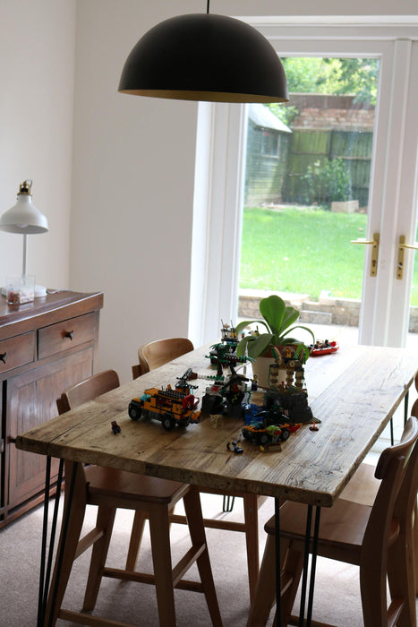 Dining Set Table & Bench, Reclaimed Wood on Hairpin Legs / RECLAIMED collection