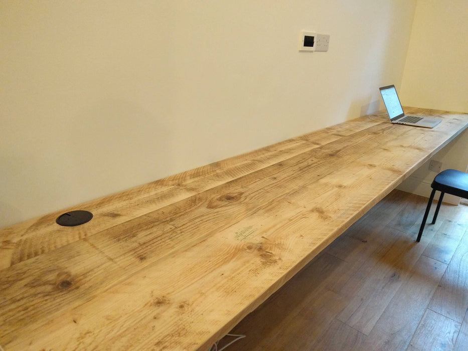 Home Office Long desk, Workstation. Reclaimed wood on Steel Legs.