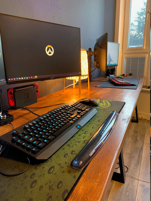 Home Office Long desk, Workstation. Reclaimed wood on Steel Legs.