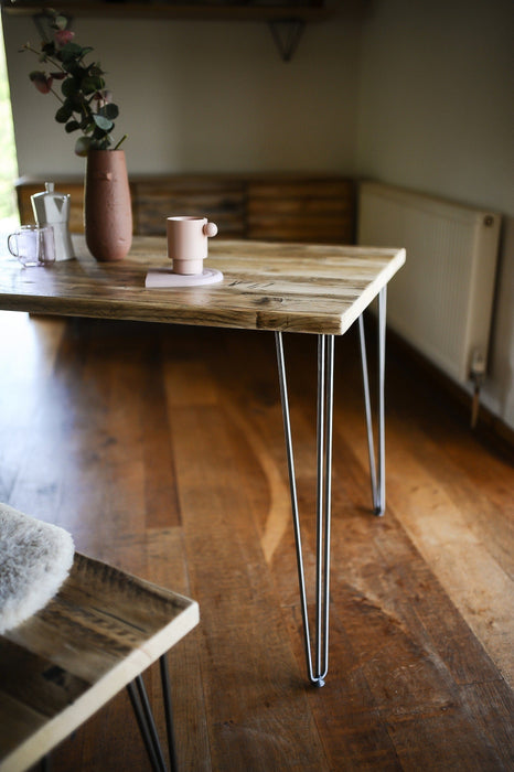 Dining Set Table & Bench, Reclaimed Wood on Hairpin Legs / RECLAIMED collection