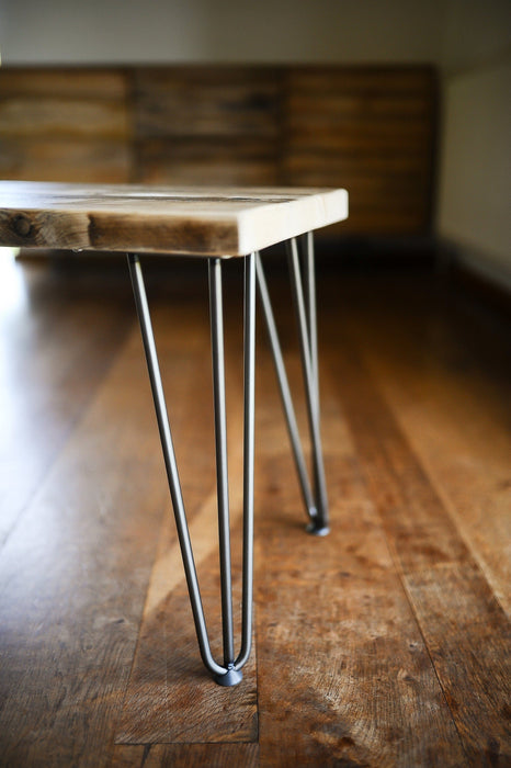 Bench on Hairpin legs, Authentic Reclaimed Solid Wood, Handcrafted in UK / RECLAIMED Collection