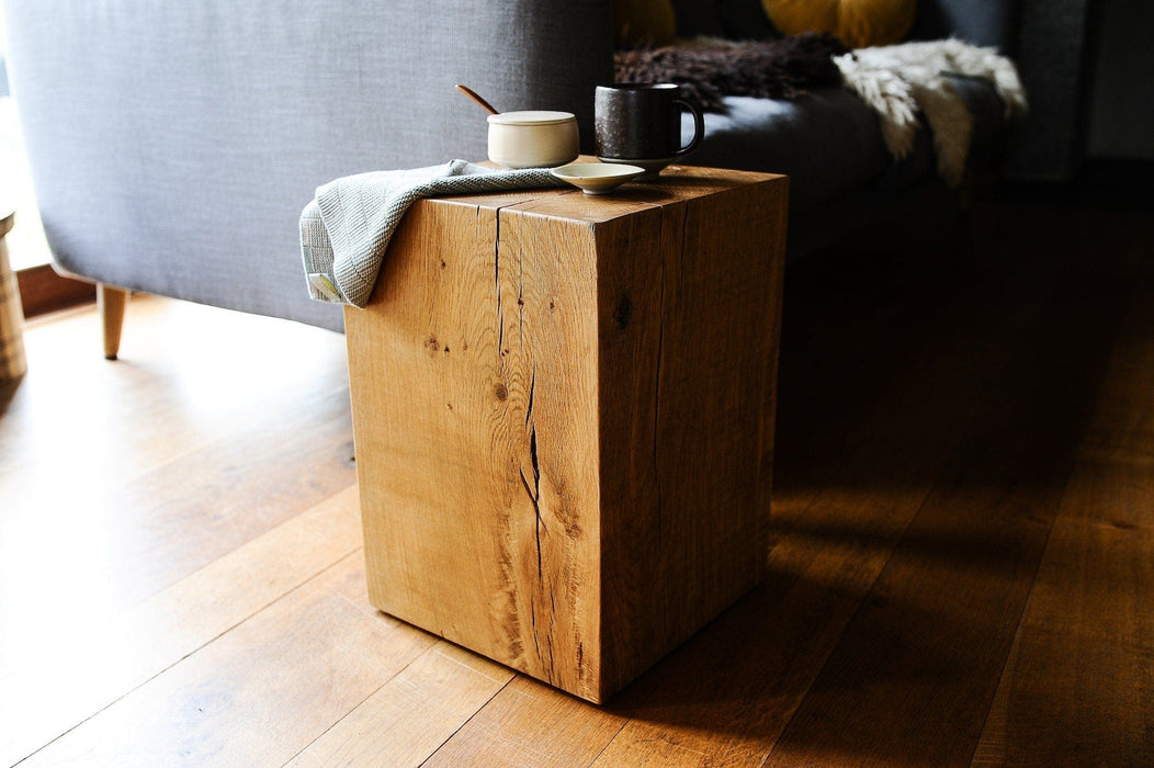 Reclaimed Oak Stool, Magic Cubes, Coffee table, Side Table, Outdoors or Indoors, Customisable. Personalised Anniversary or Christmas Gift